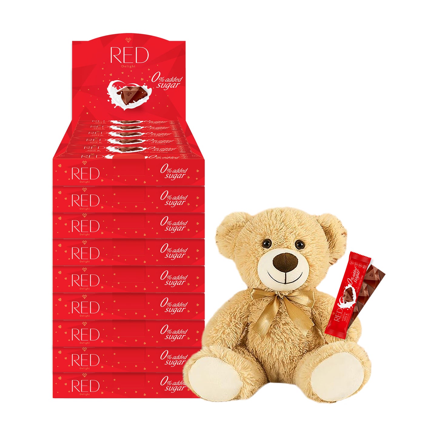 RED Delight®™ Grab N Go Chocolate Bars With A Plush Teddy Bear
