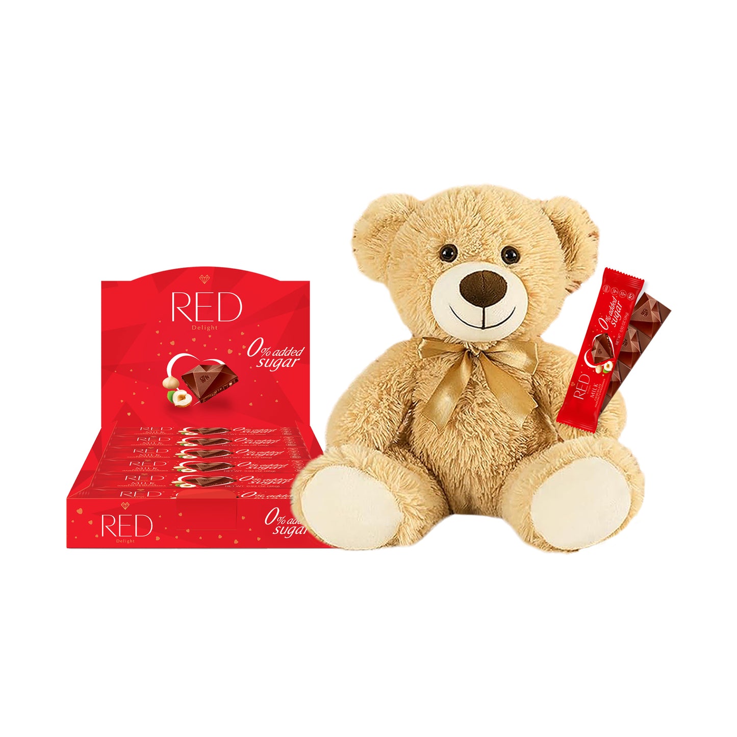 RED Delight®™ Grab N Go Chocolate Bars With A Plush Teddy Bear