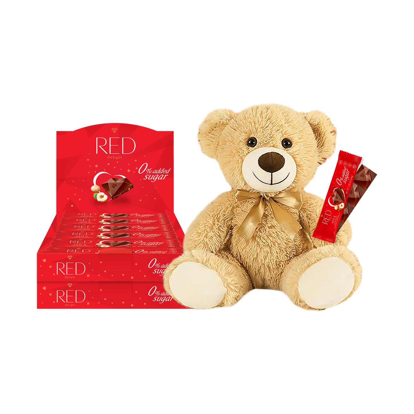 RED Delight®™ Grab N Go Chocolate Bars With A Plush Teddy Bear
