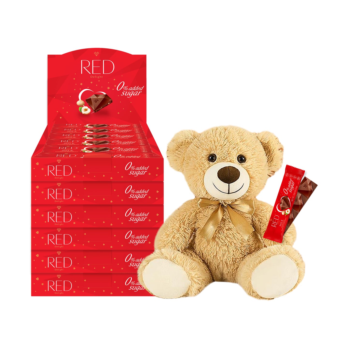 RED Delight®™ Grab N Go Chocolate Bars With A Plush Teddy Bear