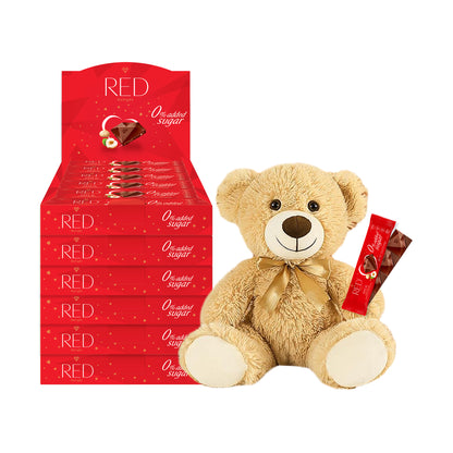 RED Delight®™ Grab N Go Chocolate Bars With A Plush Teddy Bear
