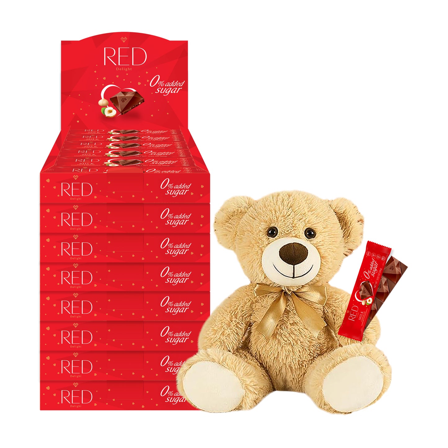 RED Delight®™ Grab N Go Chocolate Bars With A Plush Teddy Bear