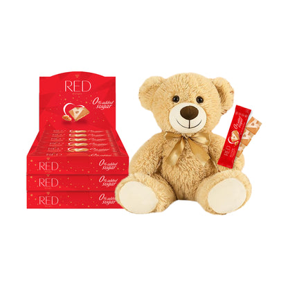 RED Delight®™ Grab N Go Chocolate Bars With A Plush Teddy Bear