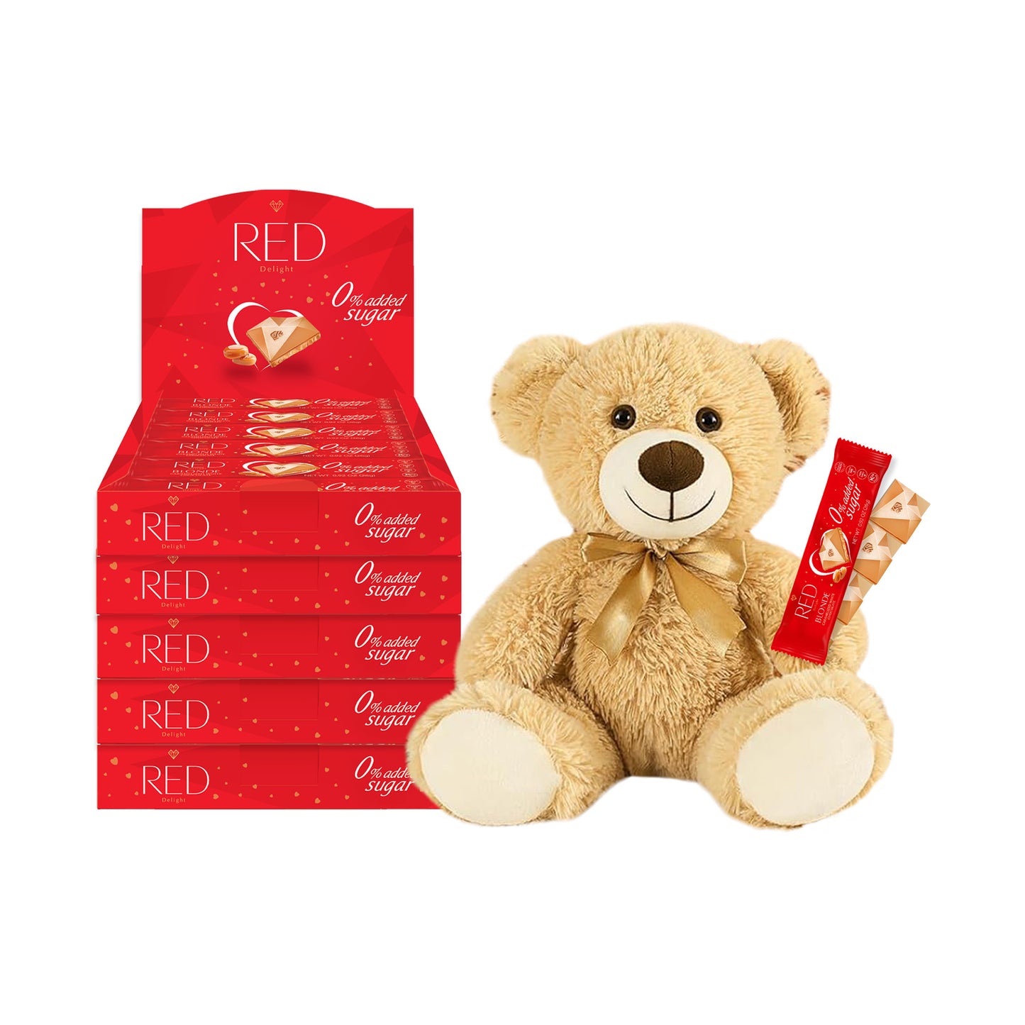 RED Delight®™ Grab N Go Chocolate Bars With A Plush Teddy Bear