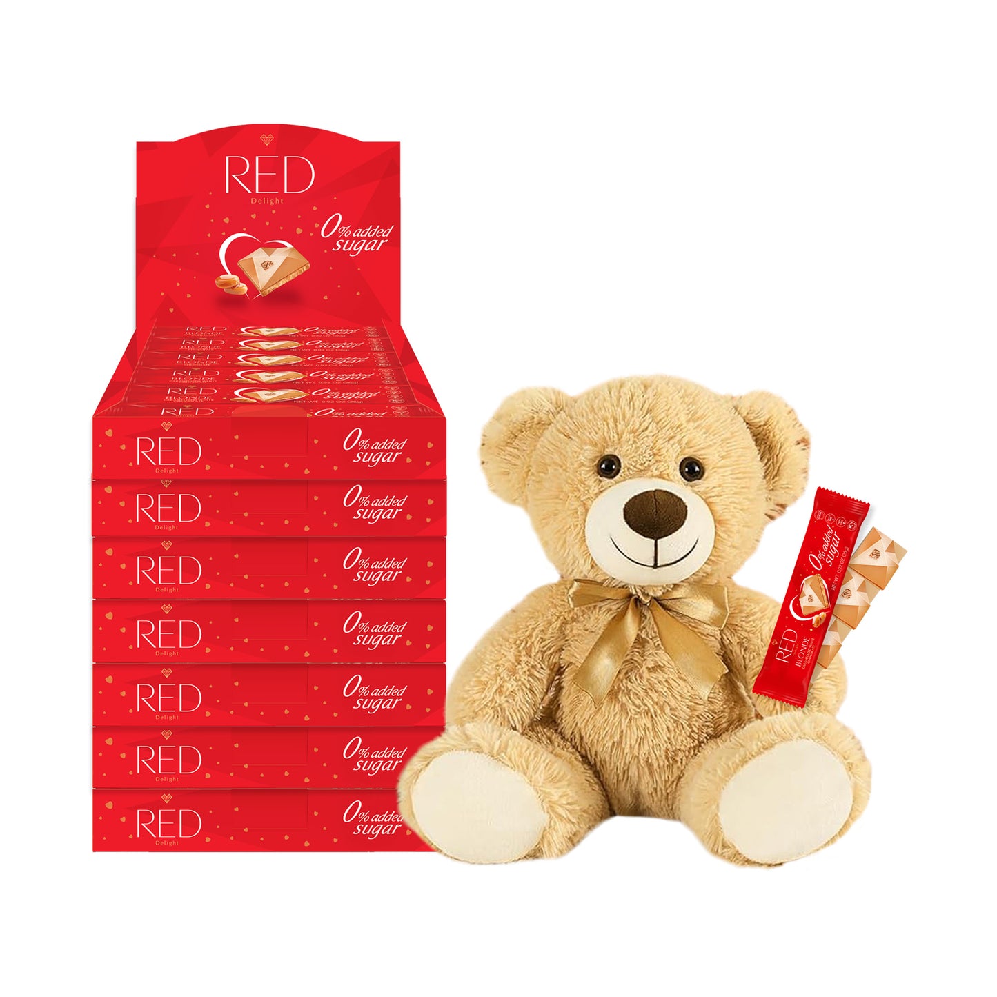 RED Delight®™ Grab N Go Chocolate Bars With A Plush Teddy Bear