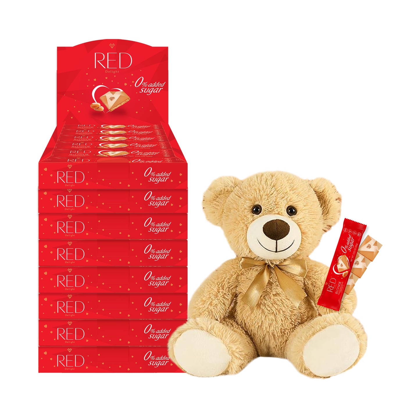 RED Delight®™ Grab N Go Chocolate Bars With A Plush Teddy Bear