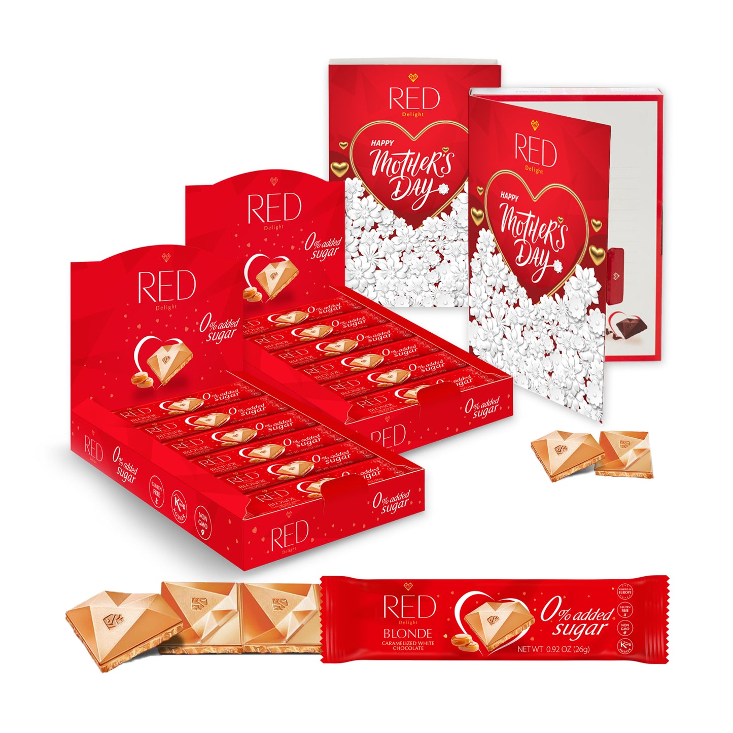 RED Delight®™ Grab N Go Chocolate Bars With Exclusive Mother's Day Packaging Featuring A Note Card