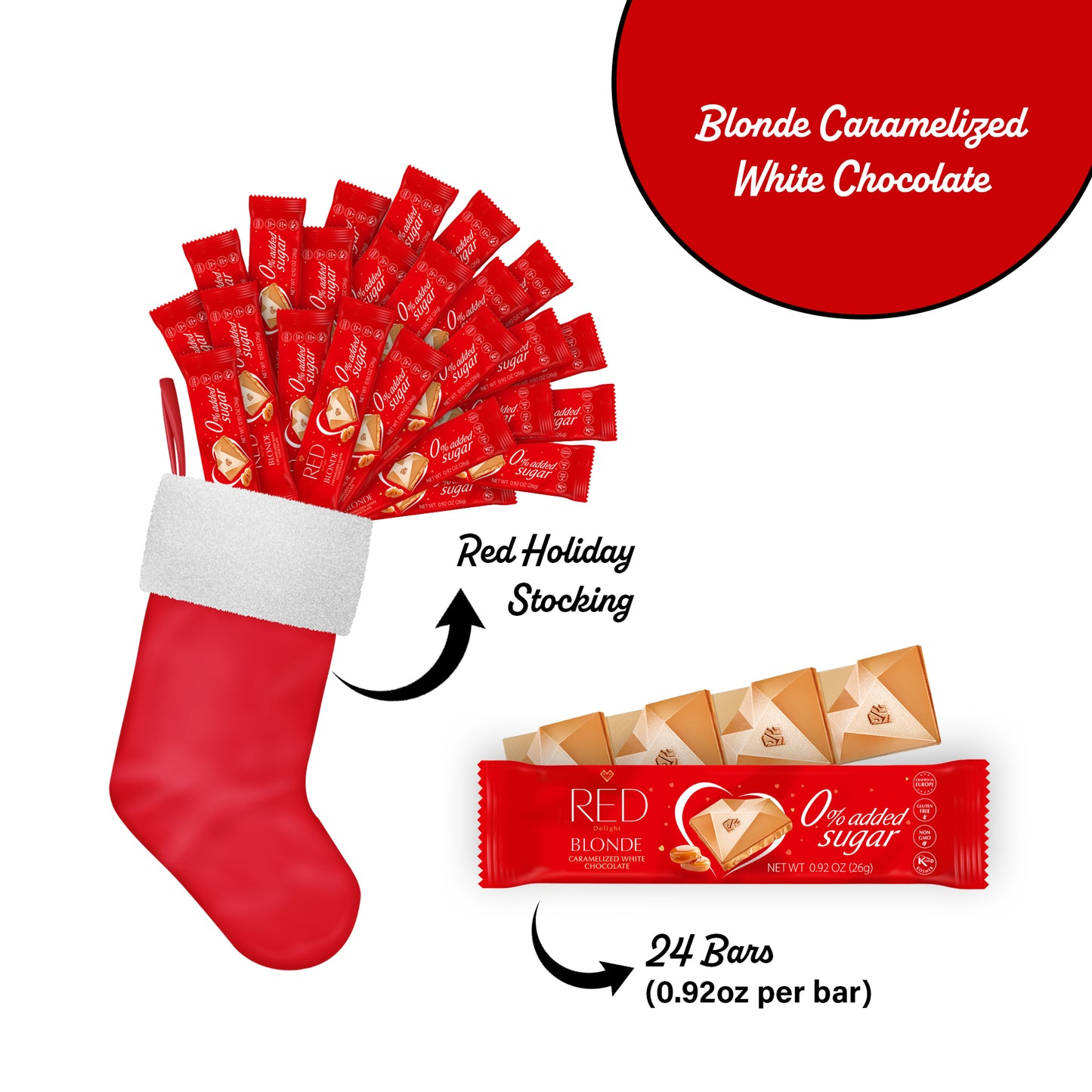 RED Delight®™ Snack Size Grab N Go Chocolate Bars With A Holiday Stocking