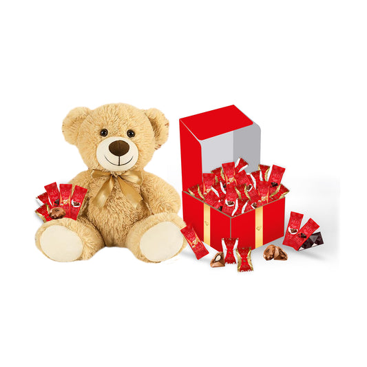 RED Delight®™ Chocolate Gift Box With A Plush Teddy Bear