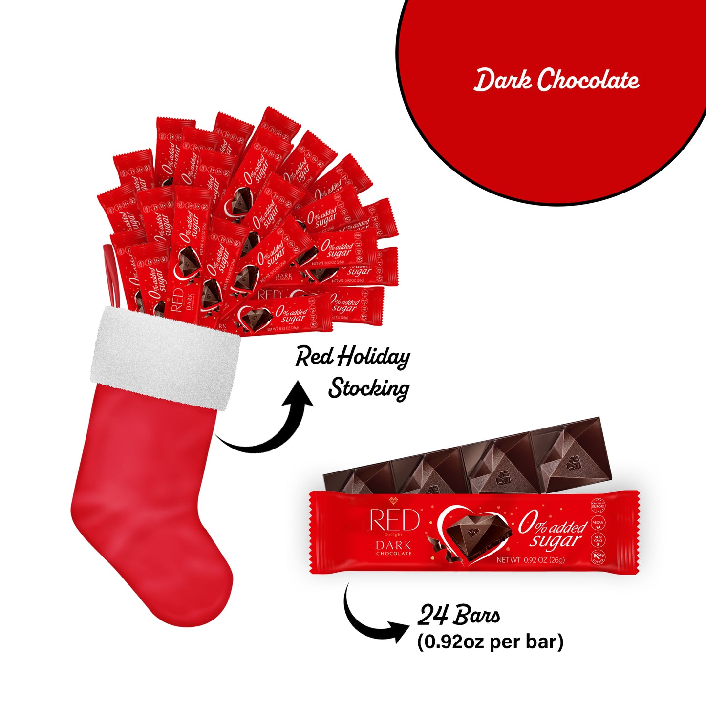 RED Delight®™ Snack Size Grab N Go Chocolate Bars With A Holiday Stocking