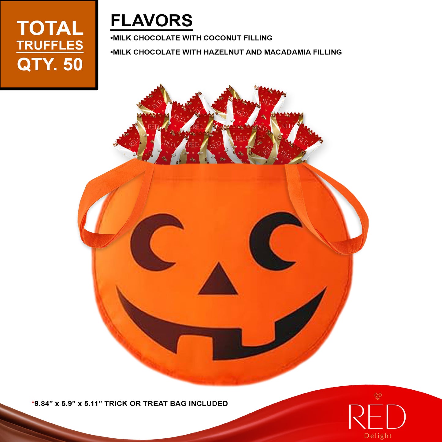 RED Delight®™ 50 Count Diamond Truffles In a Halloween Trick or Treat Bag