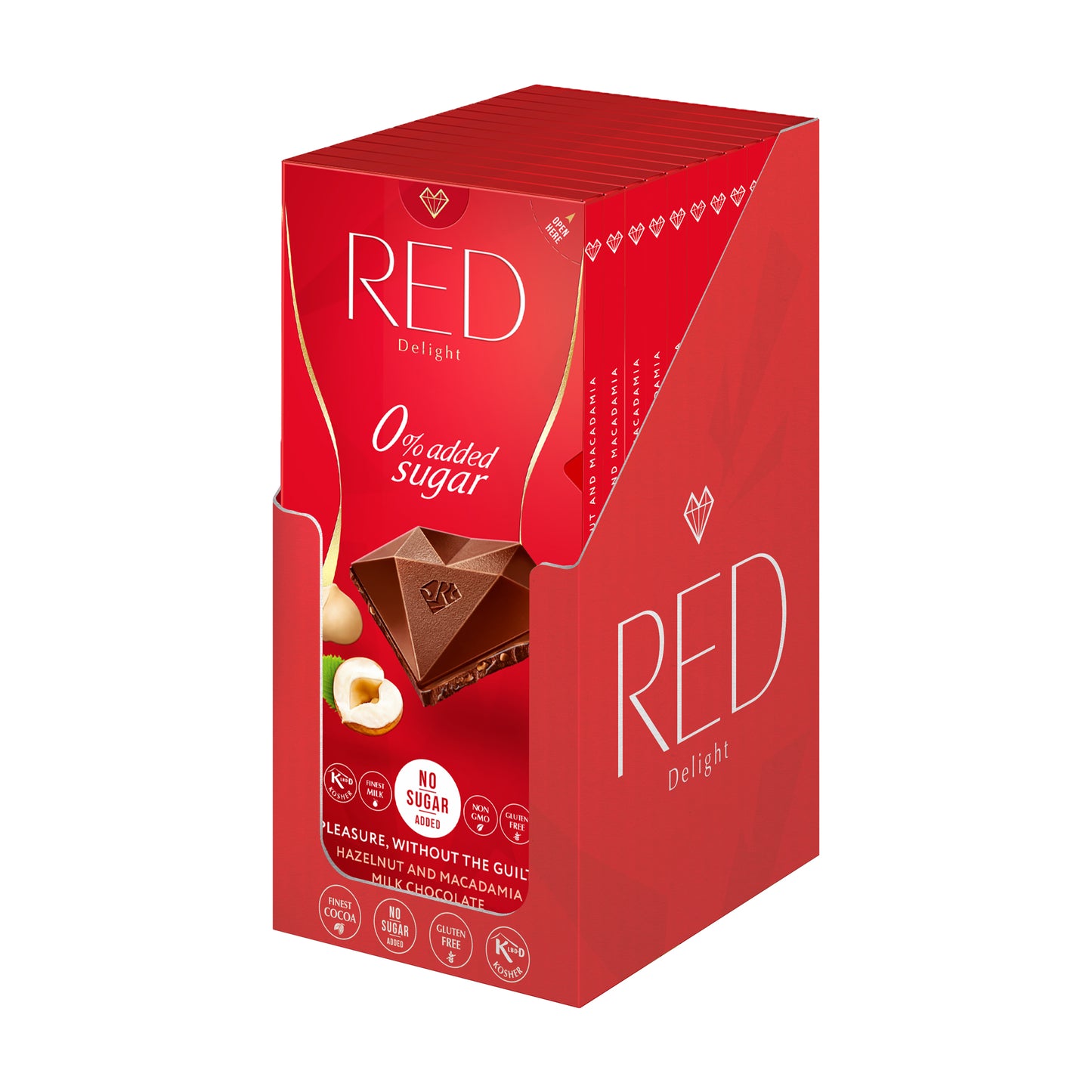 RED Delight®™ Hazelnut & Macadamia Milk Chocolate Showbox