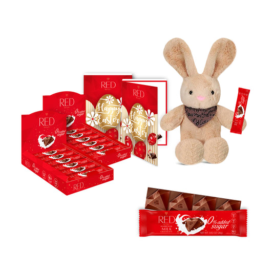 RED Delight®™ Grab N Go Chocolate Bars With Exclusive Holiday Packaging Featuring A Note Card And A Plush Easter Bunny Rabbit