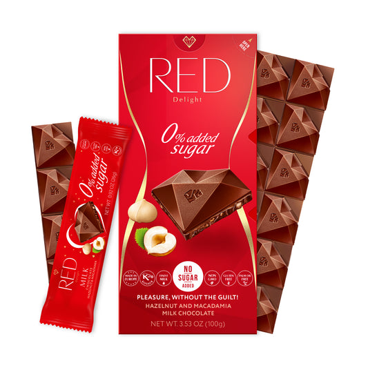 RED Delight®™ Hazelnut & Macadamia Milk Chocolate Bars