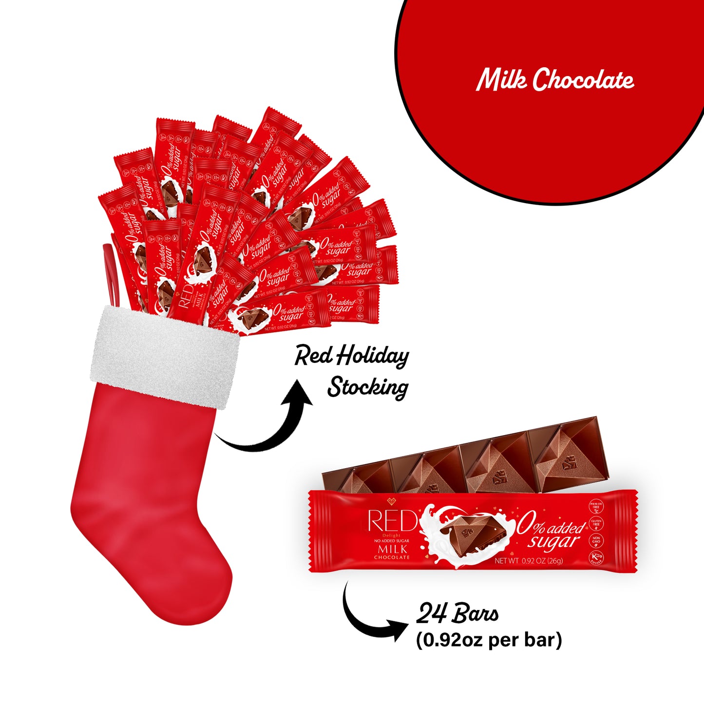 RED Delight®™ Snack Size Grab N Go Chocolate Bars With A Holiday Stocking