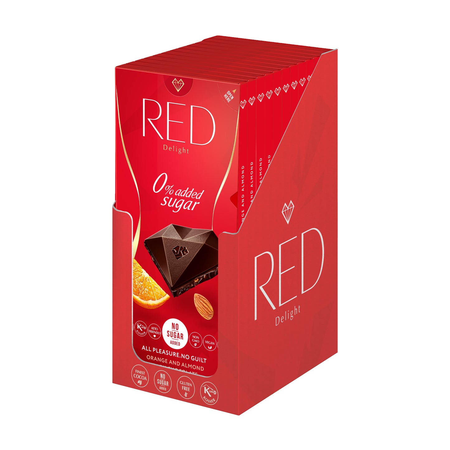 RED Delight®™ Orange and Almond Dark Chocolate Showbox