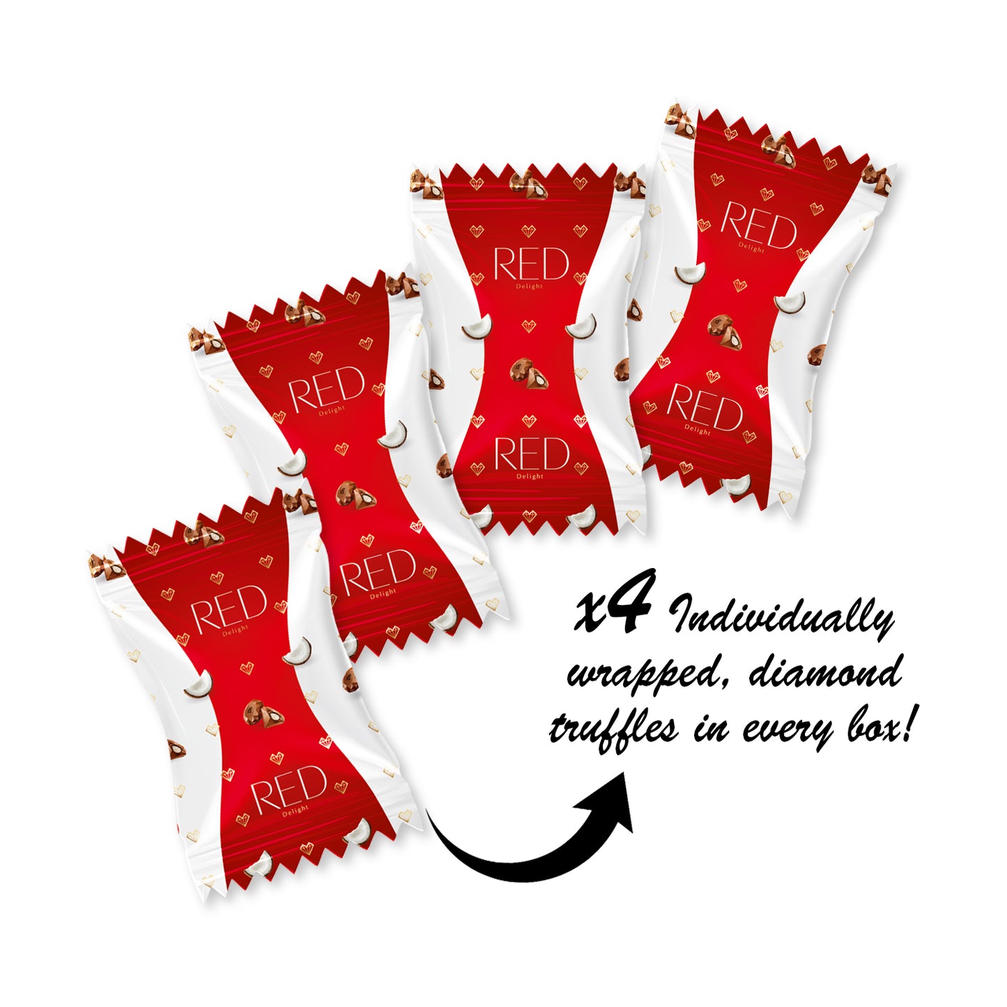 RED Delight®™ Milk Chocolate Diamond Truffles - with Coconut Filling