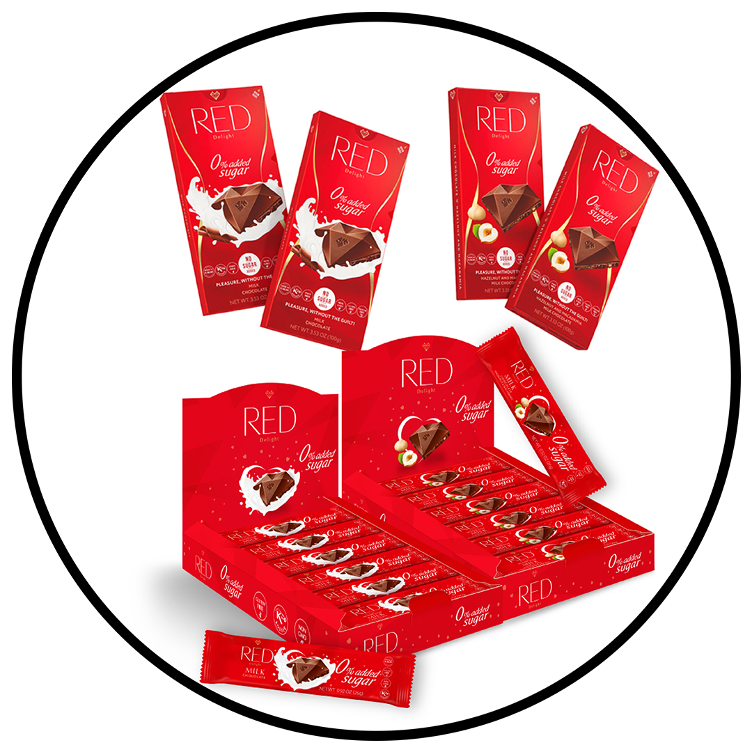 Red Chocolette No Sugar Added Chocolate with Fewer Calories -RED DELIGHT – RED Delight ...