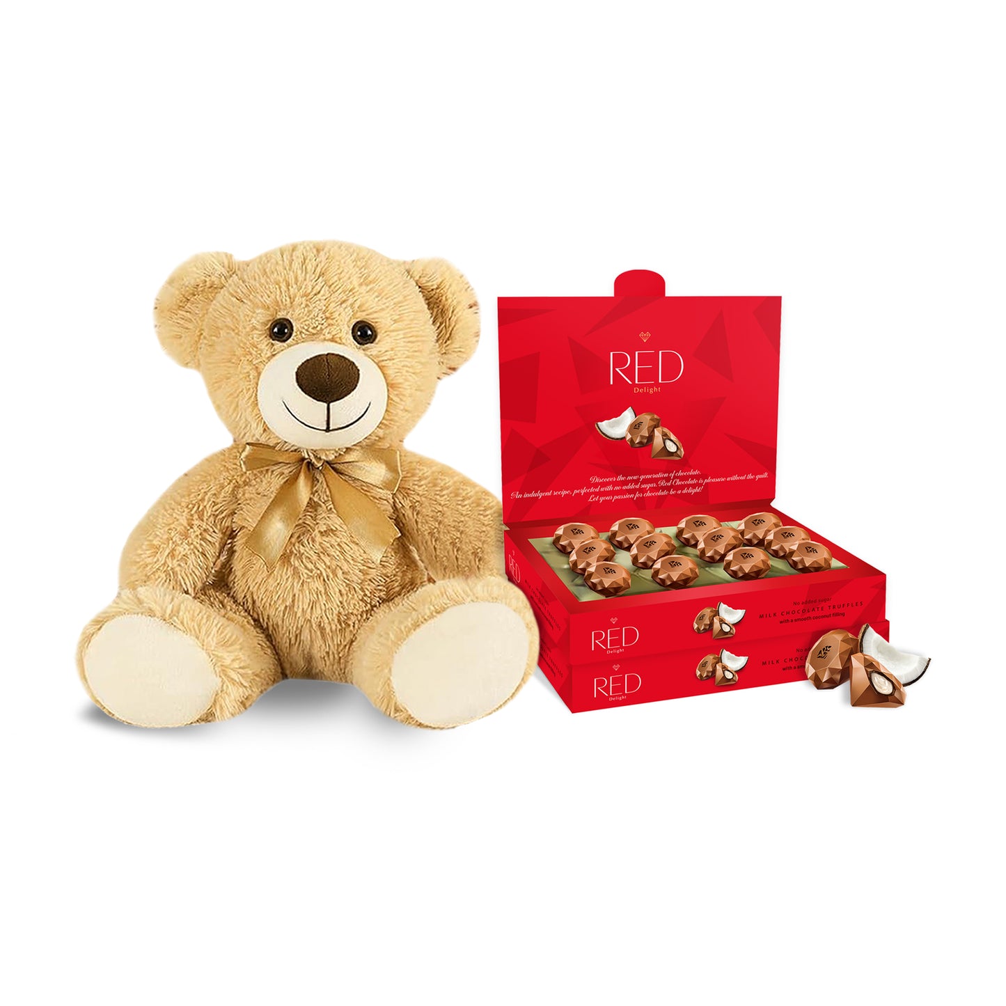 RED Delight®™ Valentine’s Day Gift With Milk Chocolate Truffles And A 14" Plush Teddy Bear