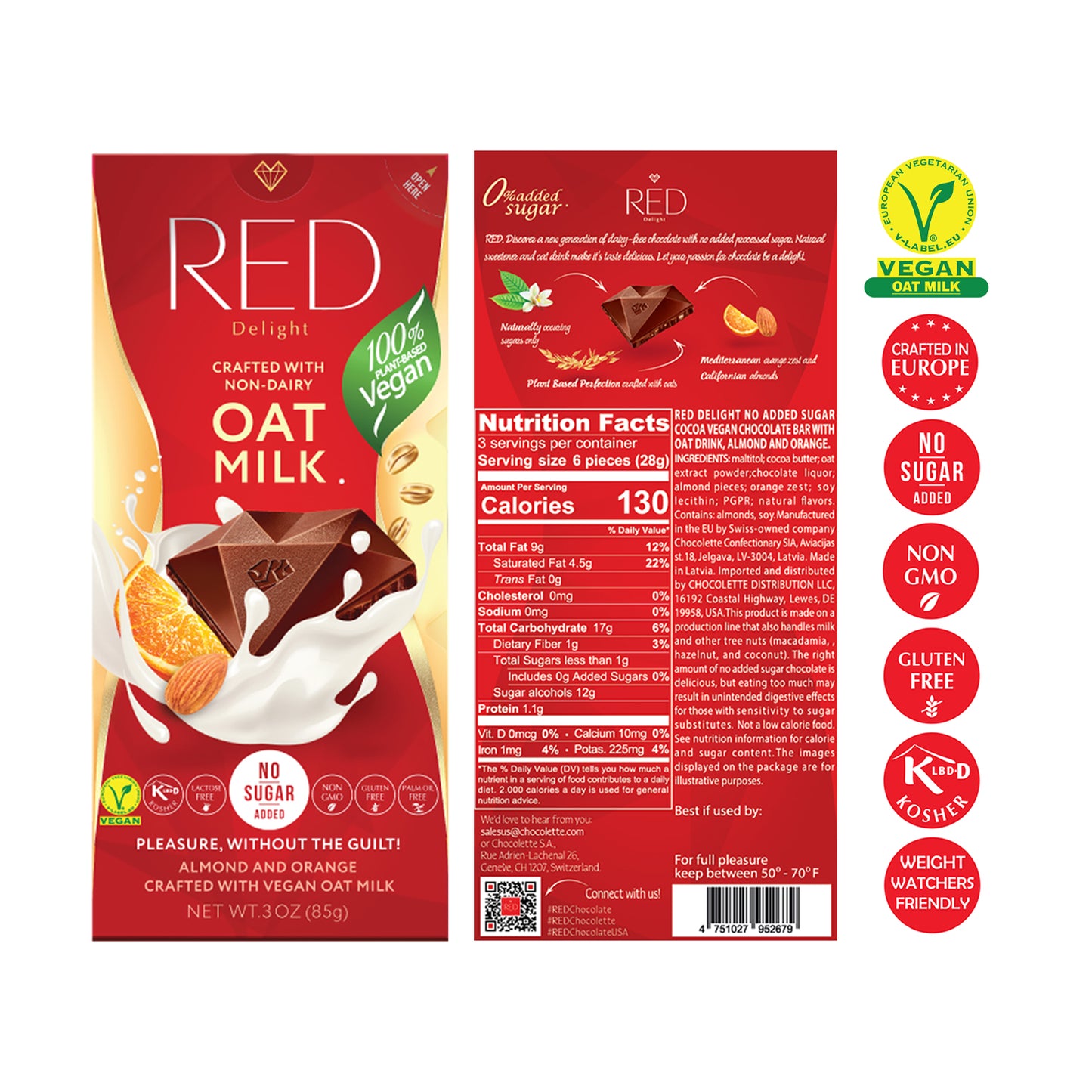 RED Delight®™ Vegan, Oat Milk, Orange and Almond Chocolate Showbox