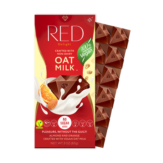 RED Delight®™ Vegan, Oat Milk, Orange And Almond Chocolate Bars
